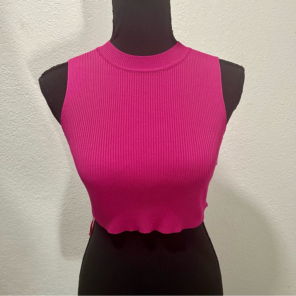 Sincerely Jules Fuchsia Ribbed Stretch Knit Crop Top
